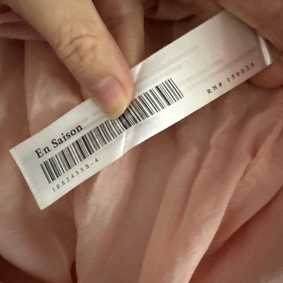 EN SAISON | Peach Pink Sparkle Tiered Boho Feminine Stripe Midi Skirt, Size S - Picture 7 of 9